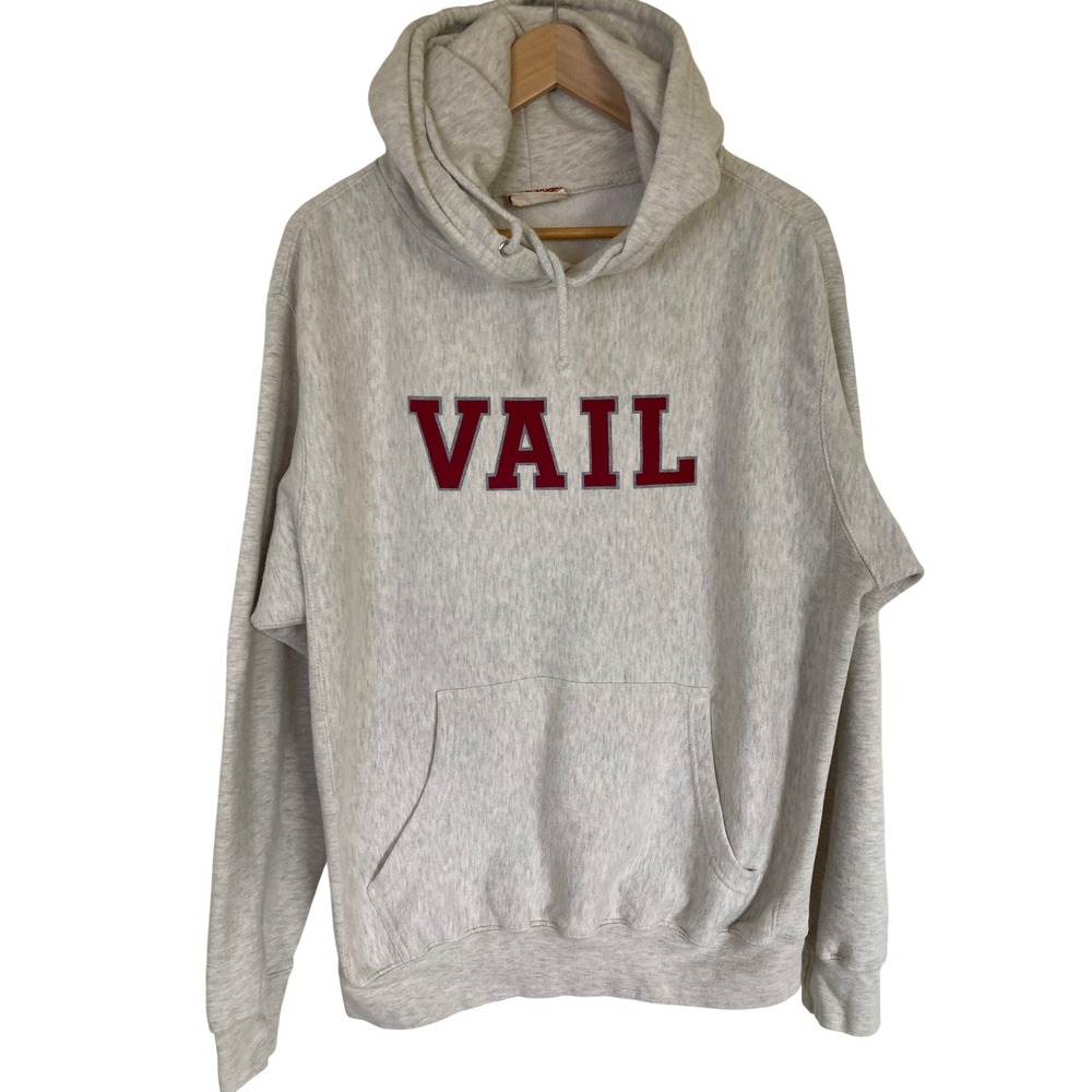 MV Sport Vail Colorado Hoodie Mens Heather Gray‎ Pullover Sweatshirt L 8450